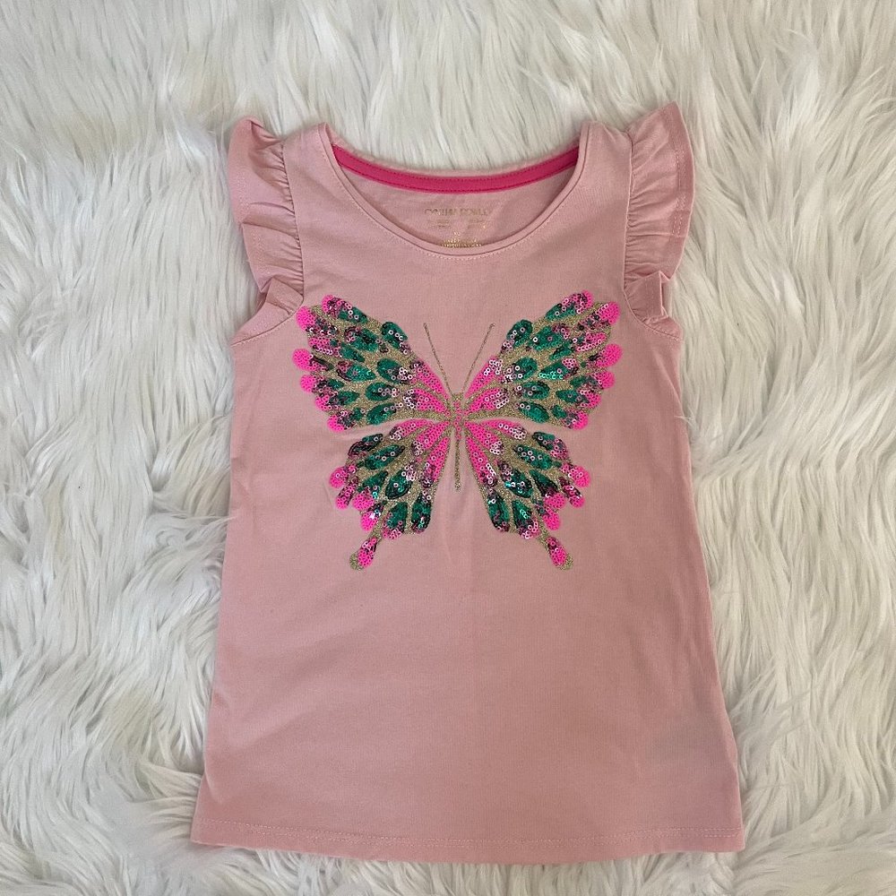NWOT Cynthia Rowley Pink Sequin Butterfly Top